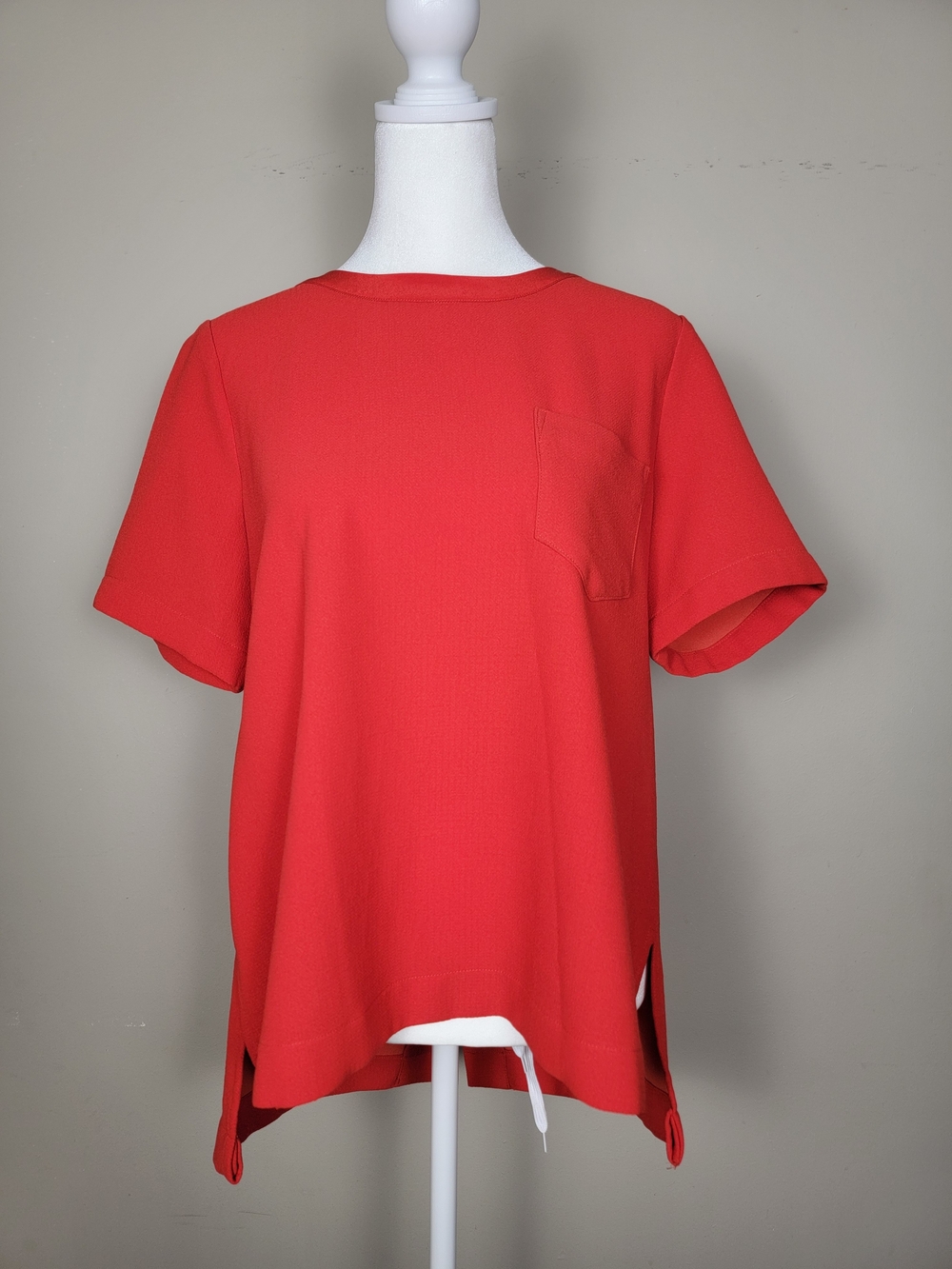 Madewell Tomato Red Short-Sleeve Botton Back Pocket Top